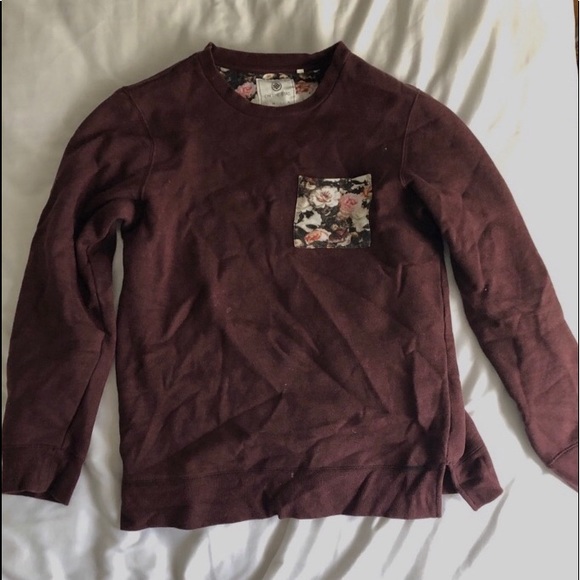 Maroon Floral Crew Neck - Picture 1 of 3